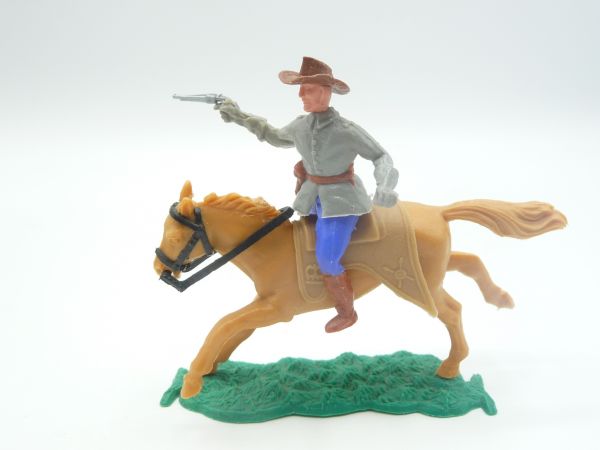 Timpo Toys Confederate Army soldier 1st version riding, officer firing pistol