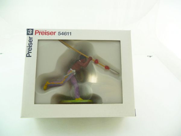 Preiser 7 cm Indian running with spear, No. 6827 / 54611 - orig. packing, unused