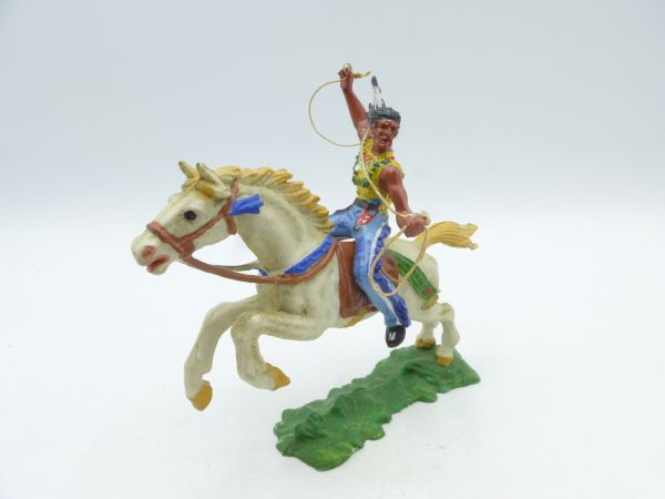 Elastolin 7 cm Indianer zu Pferd mit Lasso, Nr. 6846 - tolle Bemalung
