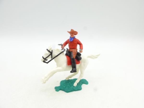 Timpo Toys Cowboy 2. Version reitend mit 2 Pistolen, hellbrauner Hut