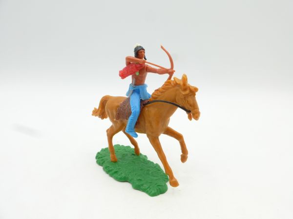 Elastolin 5,4 cm Indianer reitend, Bogen schießend - tolles Pferd