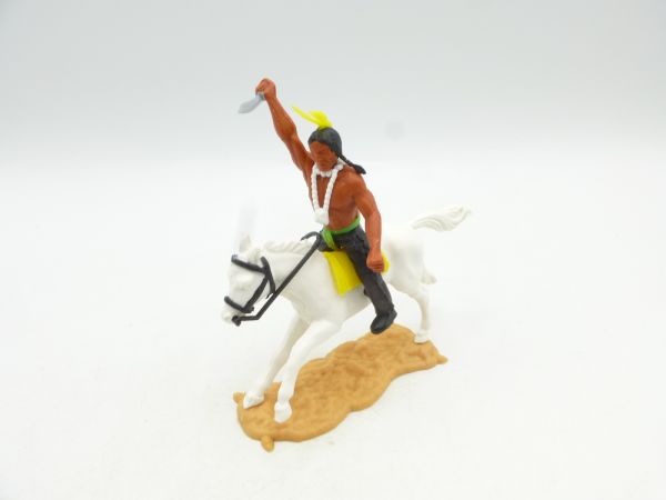 Timpo Toys Indianer 3. Version reitend mit Messer von oben