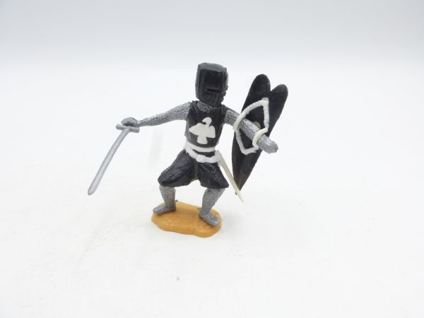 Timpo Toys Medieval knight crouching, black/white with sword
