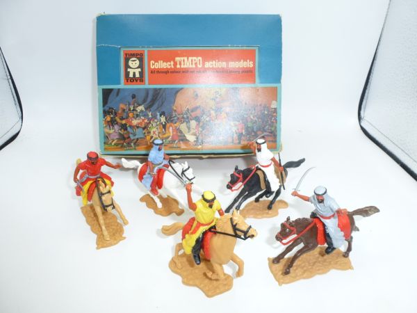 Timpo Toys Schüttkarton / Verkaufsbox mit 5 reitenden Arabern
