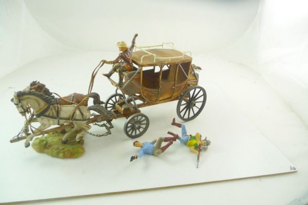 Elastolin 7 cm Stagecoach, two-horse carriage, painting 2 - carriage complete