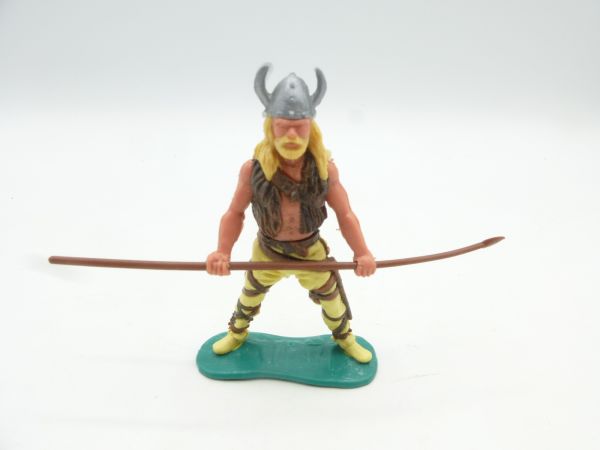 Timpo Toys Viking standing with battle axe in front of the body, blond hair