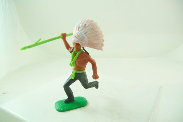 Timpo Toys Indian 2. version running with thick neon-green spear