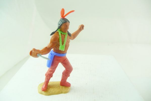 Timpo Toys Indian 3rd version standing with knife - rare necklace