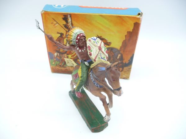 Elastolin composition Indian on horseback with tomahawk, No. 6844 - orig. packaging
