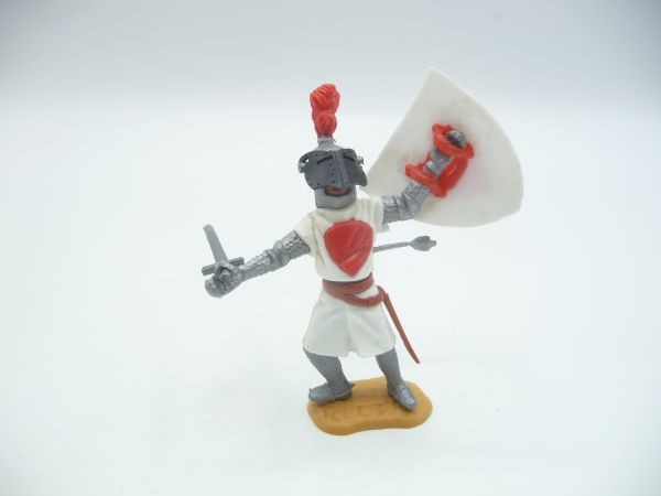 Timpo Toys Visierritter stehend, weiß/rot mit Schwert - Schlaufen ok