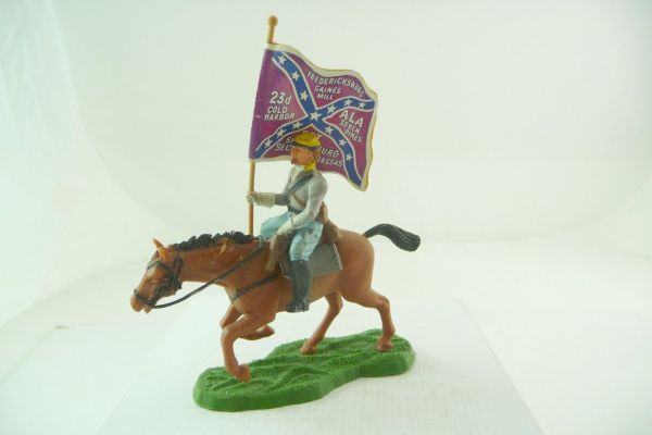 Britains Swoppets Confederate Army soldier riding with flag
