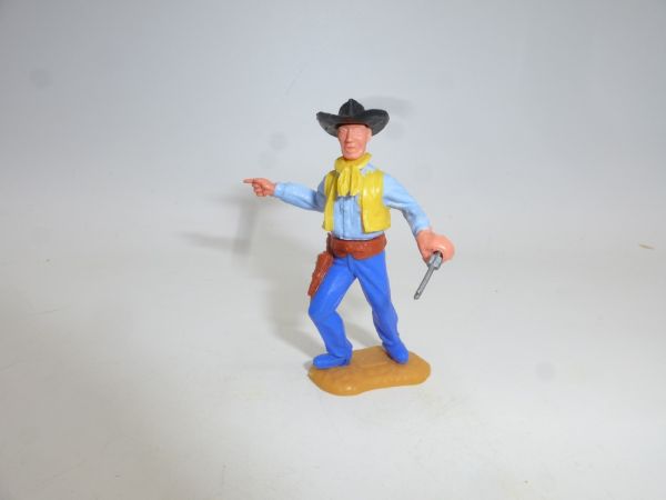 Timpo Toys Cowboy, hellblaues Hemd, gelbe Weste - Originalfigur