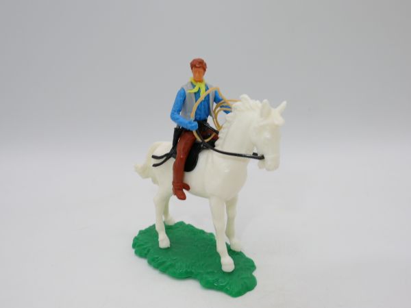 Elastolin 5,4 cm Cowboy on horseback with lasso - rare horse