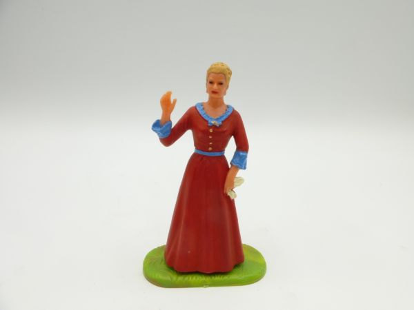 Elastolin 7 cm Settler woman standing, No. 7711 - great red dress