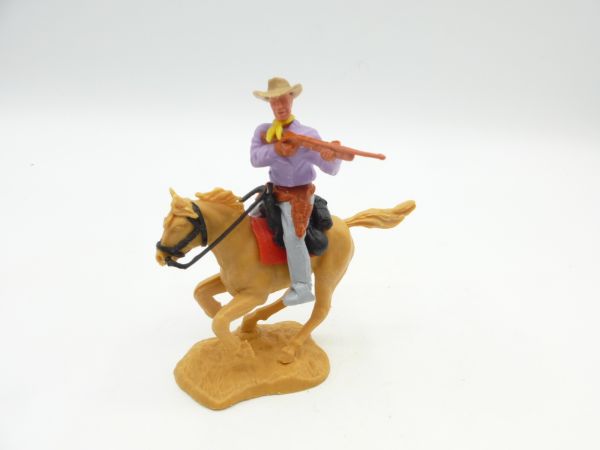 Timpo Toys Cowboy riding, firing with rifle - nice base plate