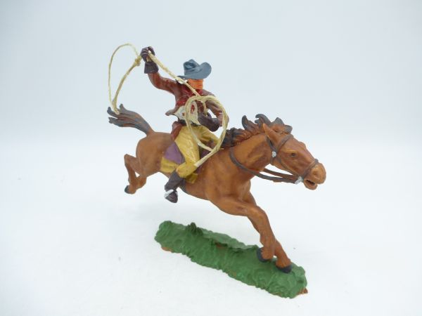 Elastolin 7 cm Cowboy on horseback with lasso, No. 6998