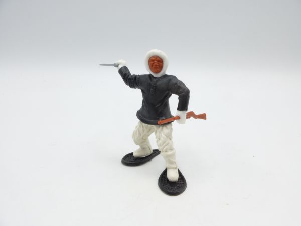 Timpo Toys Eskimo mit Messer + Gewehr, schwarz mit weißen Beinen