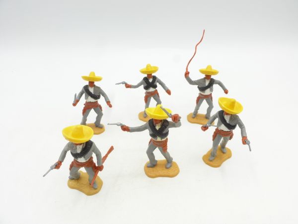 Timpo Toys Gruppe Mexikaner zu Fuß (6 Figuren), grau/weiß/gelb