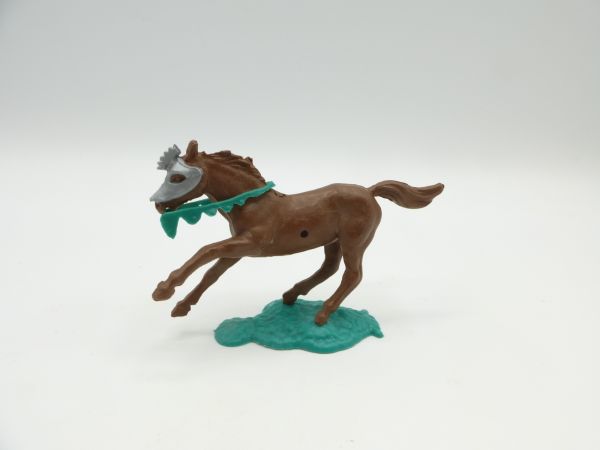 Timpo Toys Ritterpferd dunkelbraun mit Kopfpanzerung