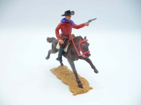 Timpo Toys Cowboy 2nd version riding, firing pistol - early horse