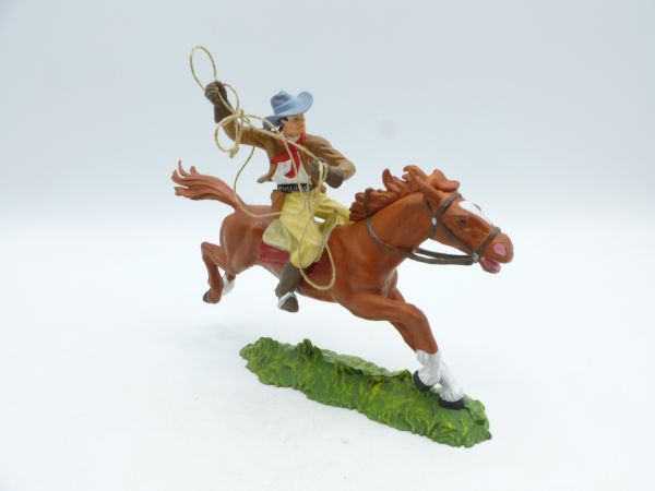 Preiser 7 cm Cowboy zu Pferd mit Lasso - tolle Figur