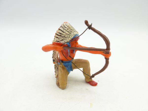 Elastolin 7 cm Indian kneeling with bow, No. 6830
