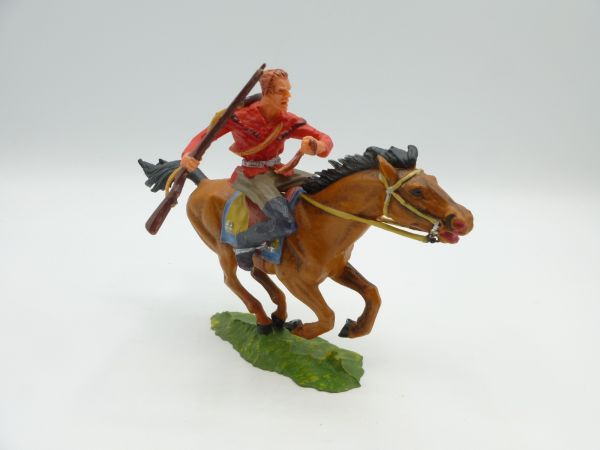 Elastolin 7 cm Cowboy on horseback with rifle, No. 6990 - nice painting