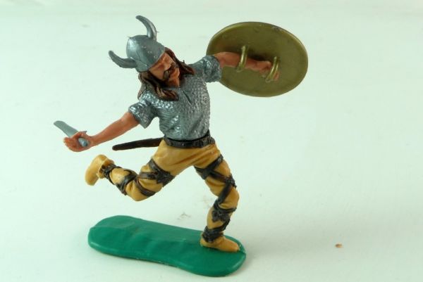 Timpo Viking on foot, falling backwards with shield, dark-brown hair