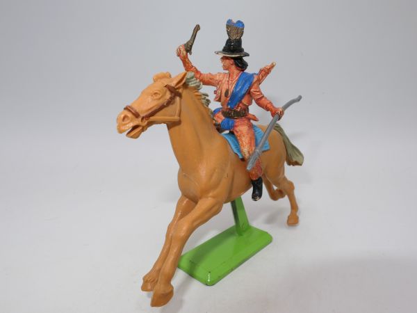 Britains Deetail Apache on horseback, shooting pistol, spear at side