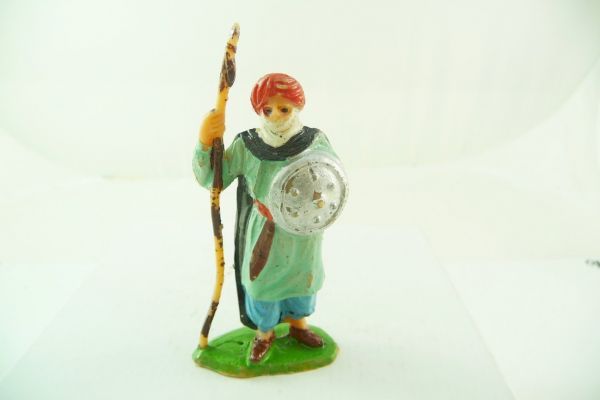 Jescan Arab / Moor standing leaning on spear with shield