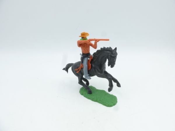 Elastolin 5,4 cm Bandit on horseback, shooting rifle, light green face mask
