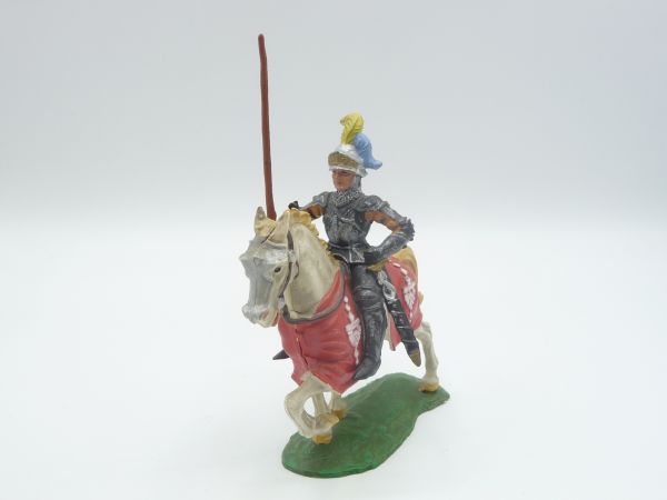 Elastolin 7 cm Knight on horseback, lance high, No. 8965 - beautiful figure