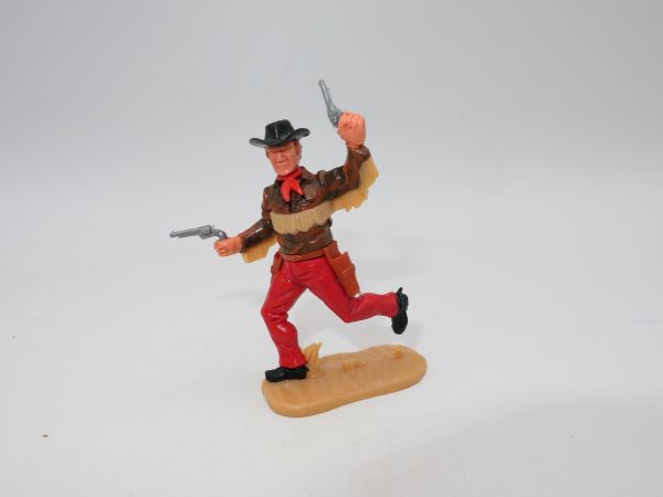 Timpo Toys Cowboy 4. Version laufend mit 2 Pistolen, rote Hose