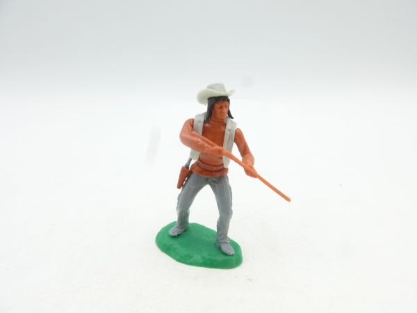 Elastolin 5,4 cm Indianer Scout stehend schießend mit Pistolengurt + Pistole