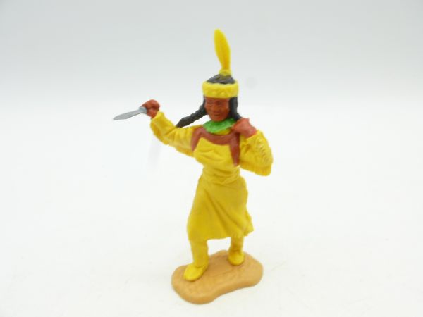 Timpo Toys Indian woman 3rd version (yellow) with knife + baby