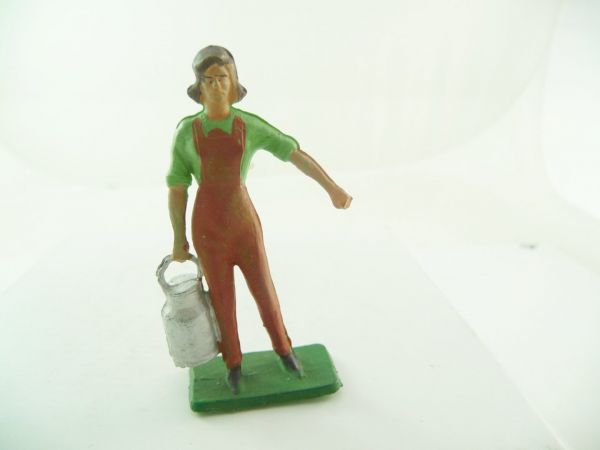Starlux Maid with milk churn, red overalls