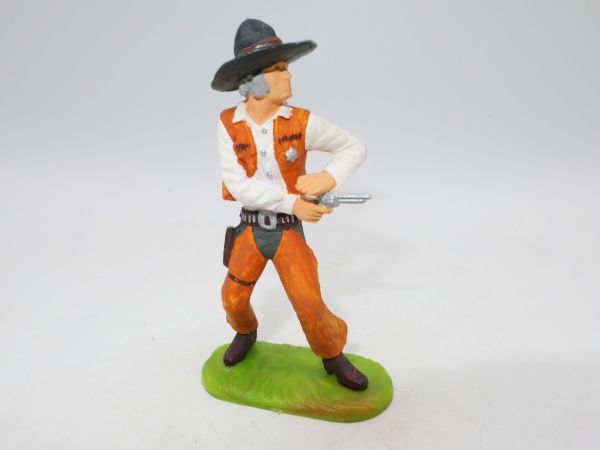 Preiser 7 cm Cowboy aus der Hüfte schießend, Nr. 6973 - schöne Sammlerbemalung