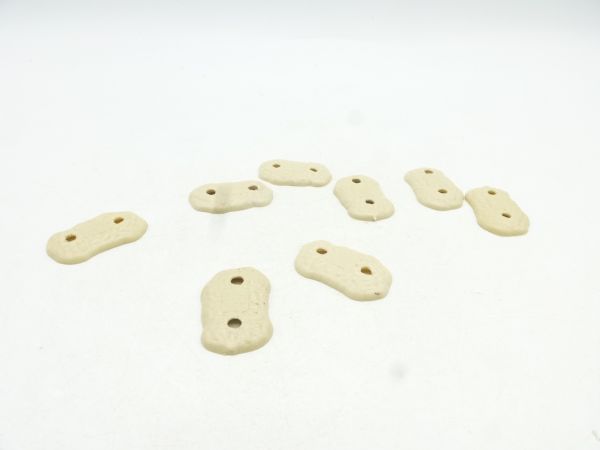 Timpo Toys 8 Two-hole base plates for foot figures, beige/grey