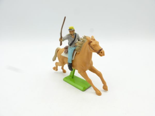 Britains Deetail Confederate Army soldier riding, holding rifle above