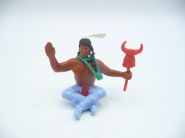 Timpo Toys Indian 2. version sitting with tribal sign, greeting