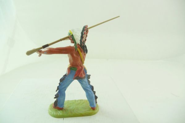 Elastolin 7 cm Indianer richtig Speer werfend, Nr. 6869 - frühe Bemalung, ladenneu