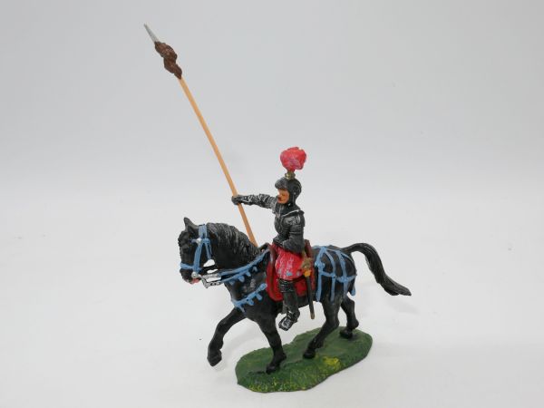 Elastolin 4 cm Lancer on pacing horse, No. 9087 - fantastic, early painting