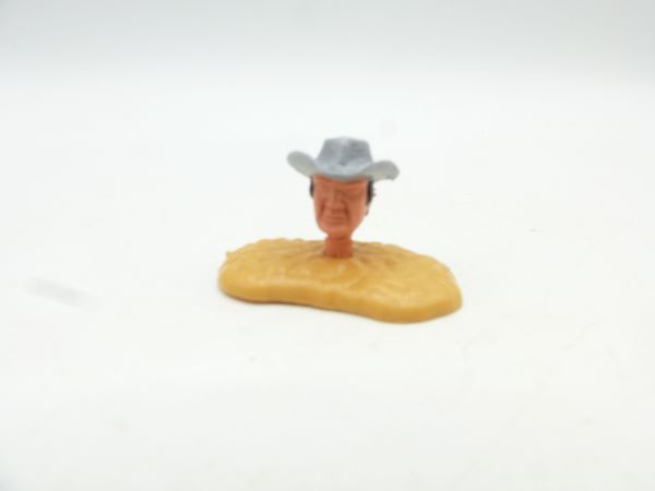 Timpo Toys Cowboykopf (grauer Hut, schwarze Haare)