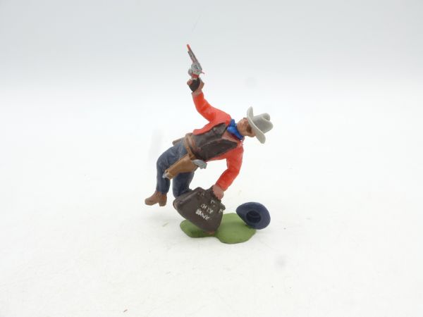 Britains Swoppets Cowboy running / falling with pistol + money bag