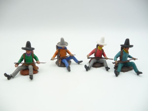 Britains Swoppets Sitting Cowboys (4 figures) - beautiful group in great colours