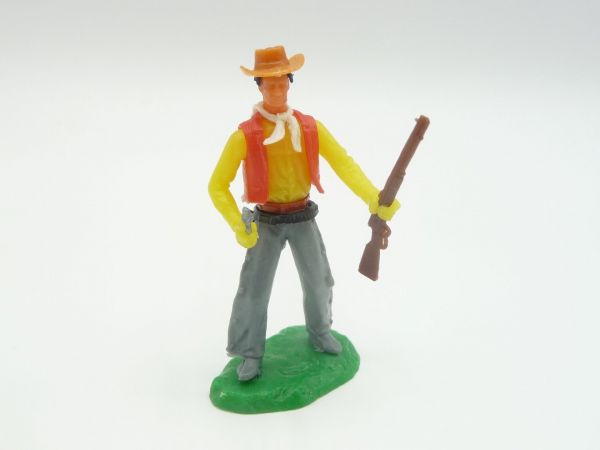 Elastolin 5,4 cm Cowboy stehend mit Pistole + Gewehr