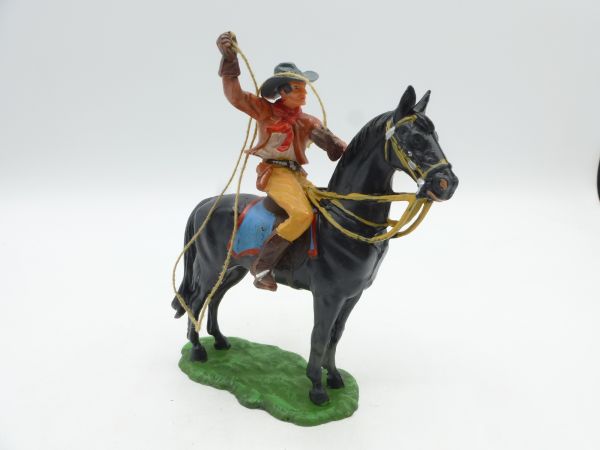 Elastolin 7 cm Cowboy on horseback with lasso, No. 6998 - very good condition
