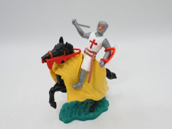 Timpo Toys Kreuzritter 1. Version zu Pferd mit Schwert - Schildschlaufen ok