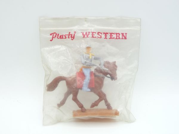Plasty Confederate Army soldier on horseback, firing rifle - brand new in original sales bag