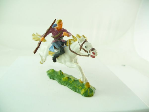 Elastolin 4 cm Cowboy zu Pferd mit Gewehr, Nr. 6990 - tolle Bemalung